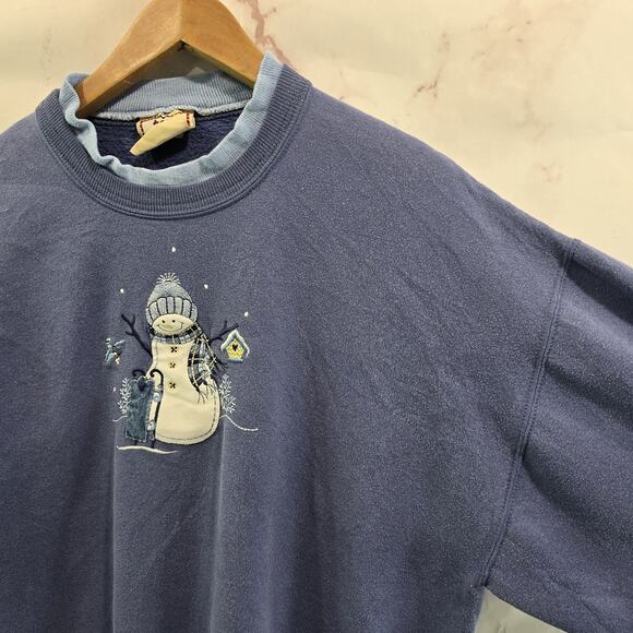 Vintage Sweatshirt Womens Large XL 90s Winter Snowman Holiday Christmas Granny - Picture 10 of 11